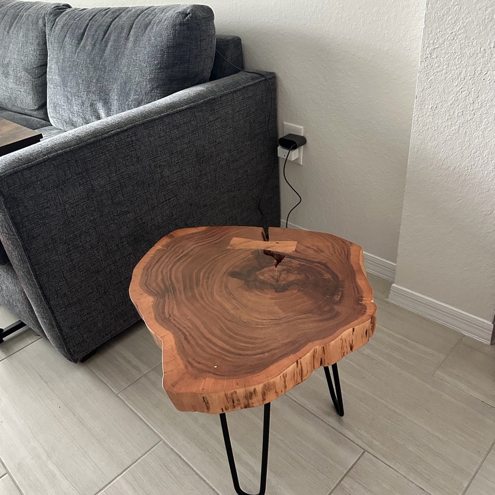 Natural Wood Accent Table with Black Legs